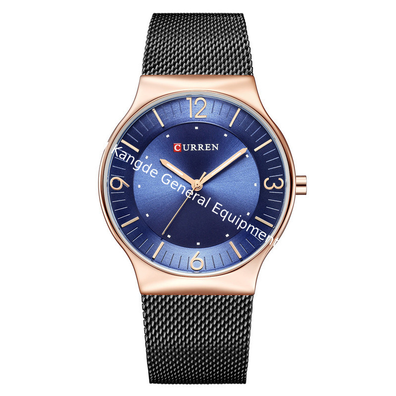 WJ-7428 CURREN 8304 Ultra-thin Round Luxury Men's Watch Minimalist Digital Net Band Wrist-watch Waterproof Imported Wick Watch