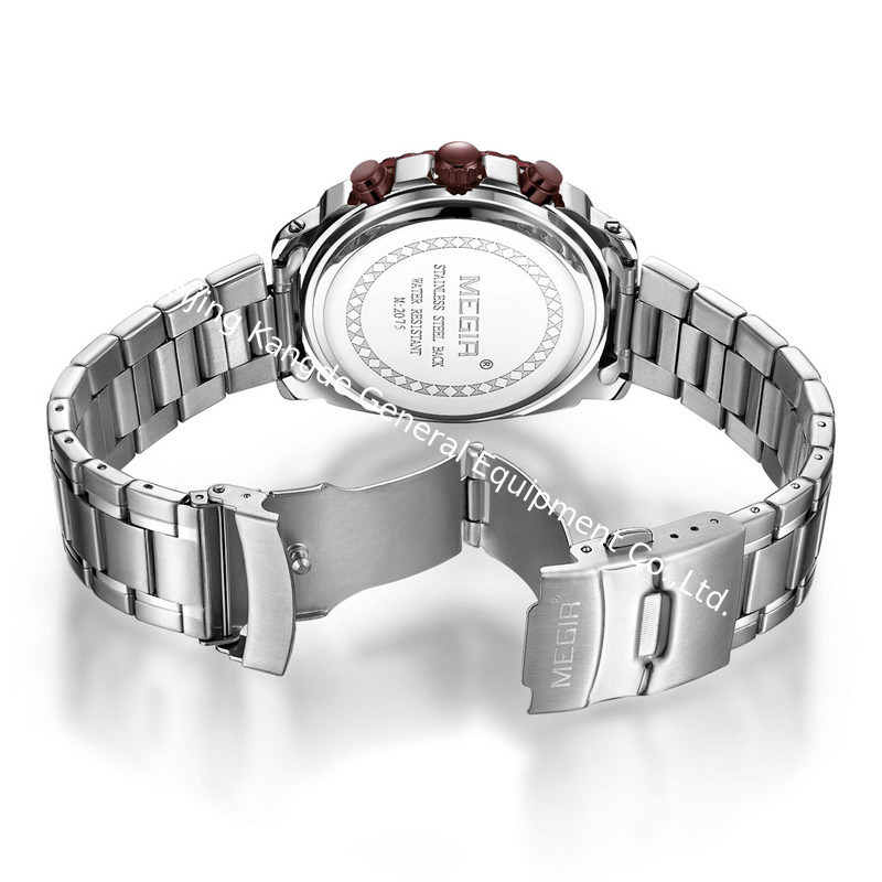 WJ-7604 MEGIR 2027 Gentleman Stainless Steel Quartz Watch Automatic Date Small Three Meedle Fashion Men's Wrist-watch