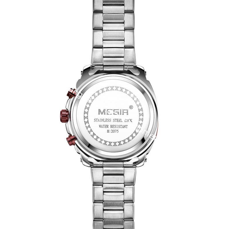 WJ-7604 MEGIR 2027 Gentleman Stainless Steel Quartz Watch Automatic Date Small Three Meedle Fashion Men's Wrist-watch