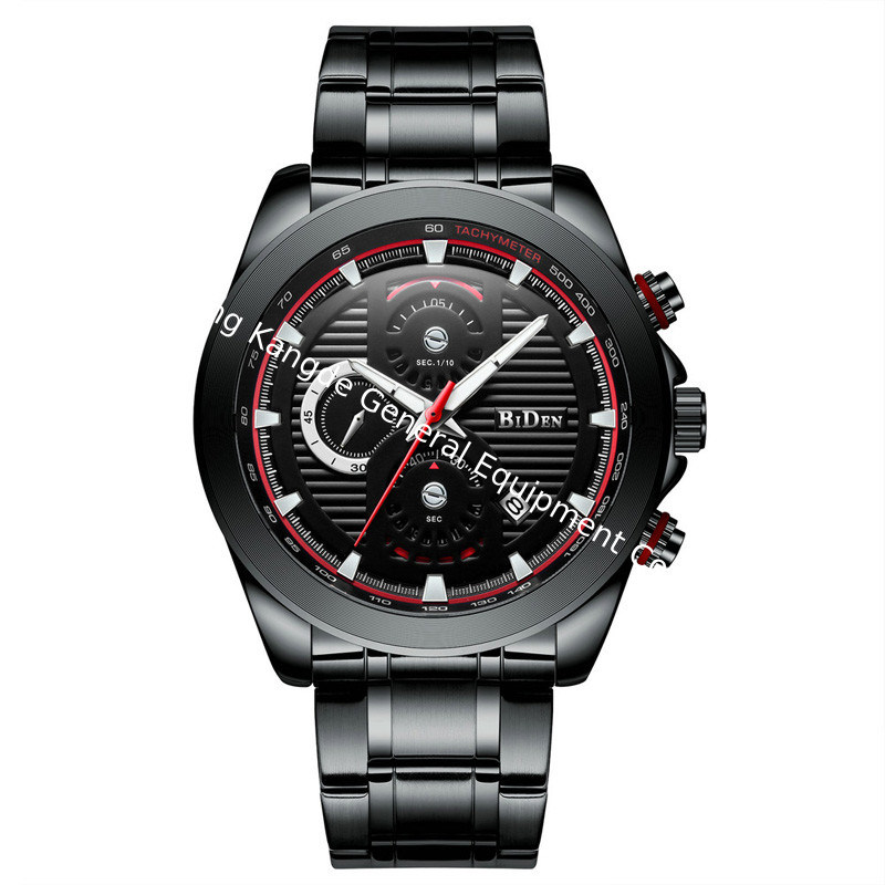 WJ-7391 Vogue Stainless Steel Watches BIDEN Brand Quartz Handwatches 3ATM Waterproof Date Day Men Wrist Watches