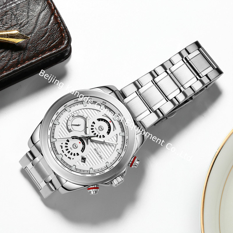 WJ-7391 Vogue Stainless Steel Watches BIDEN Brand Quartz Handwatches 3ATM Waterproof Date Day Men Wrist Watches