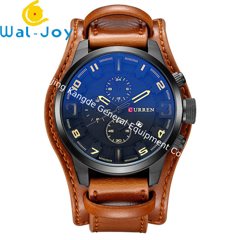 WJ-5911 CURREN 8225 High-end Casual Men's Dial Calendar Watch Waterproof Blue light Quartz Leather Wrist-watch