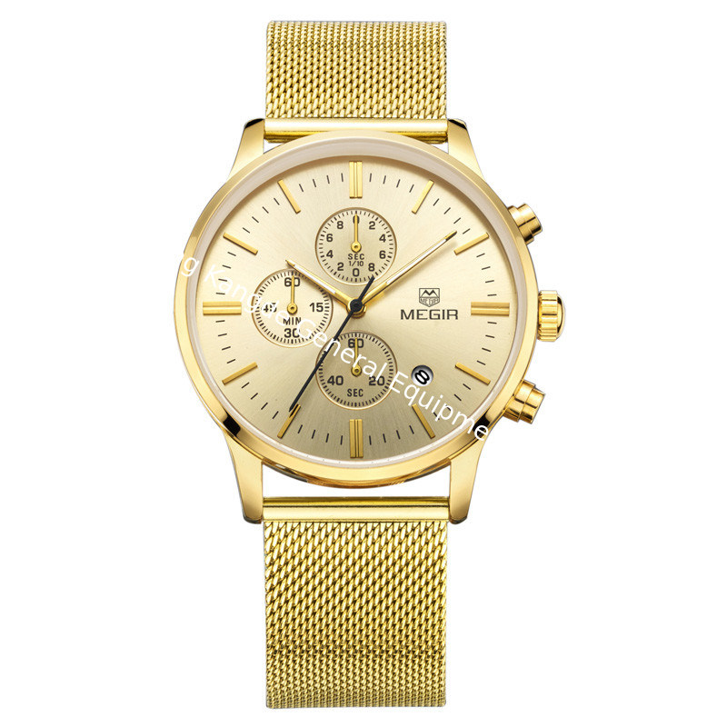WJ-5263 MEGIR Brand Fashion Multifunction 3ATM Water Resistant Outdoor Men Stainless Steel Sport Watch