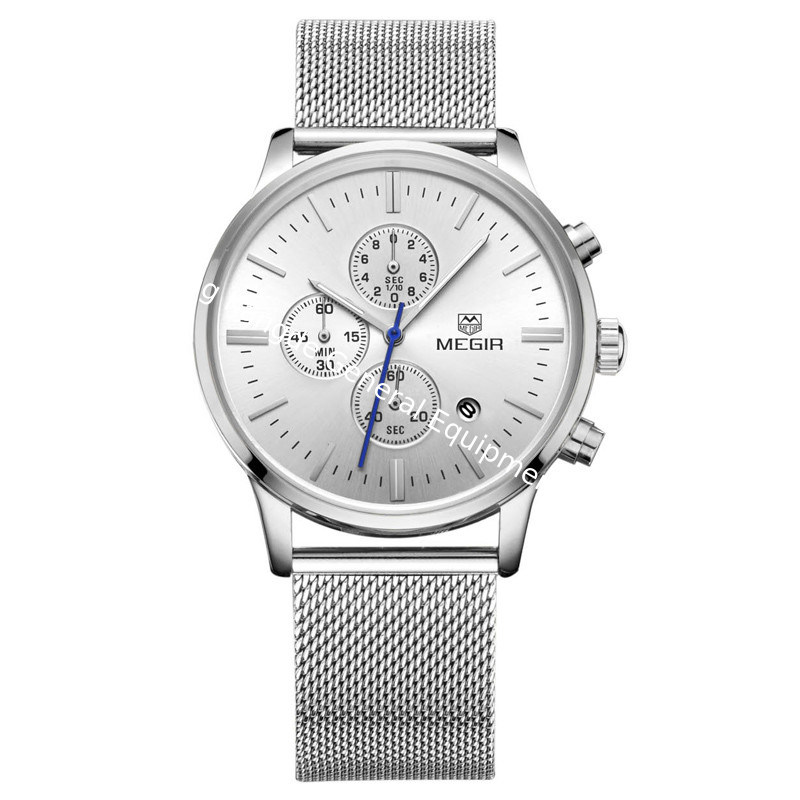 WJ-5263 MEGIR Brand Fashion Multifunction 3ATM Water Resistant Outdoor Men Stainless Steel Sport Watch