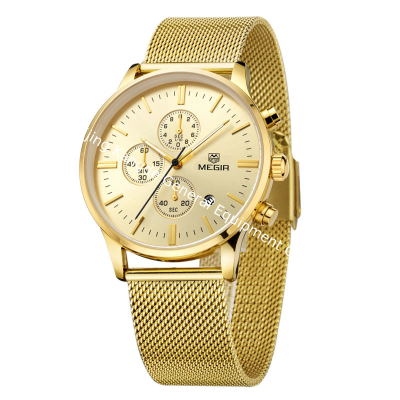 WJ-5263 MEGIR Brand Fashion Multifunction 3ATM Water Resistant Outdoor Men Stainless Steel Sport Watch