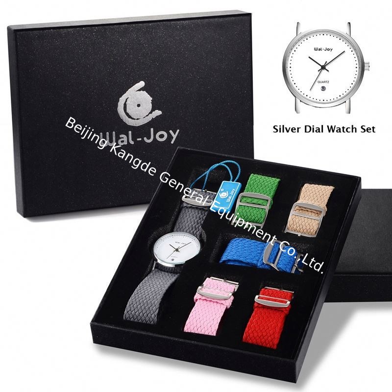 Wal-Joy Custom Logo Woven Strap Luxury Gift Watch Set for Girl Women Designers Watches Change Band DIY Child Wristwatch
