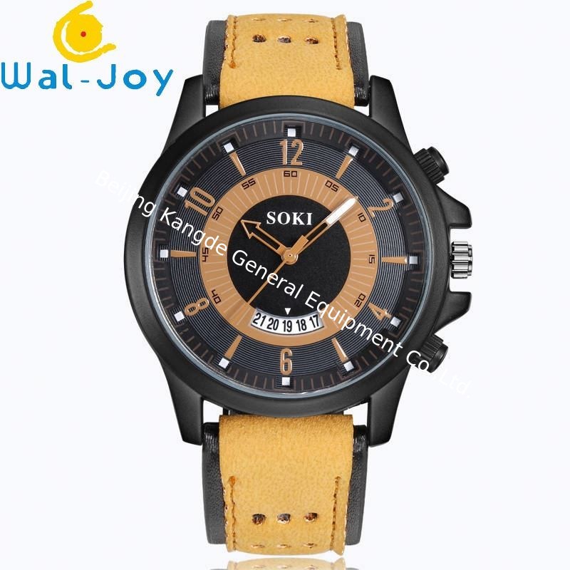 WJ-6931 2018 SOKI Brand New Design Match Color Leather Watches for Men Quartz Watches With Date