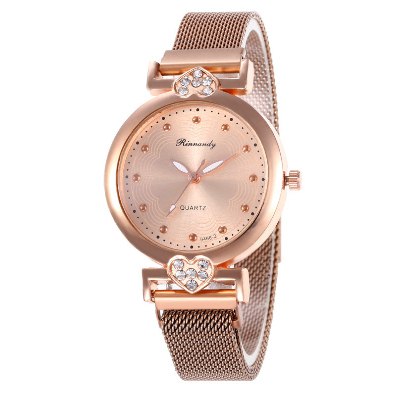 WJ-8565 Wholesale High Quality Alloy Case Rose Gold Hand Magnet Buckle Women Mesh Wrist Watch