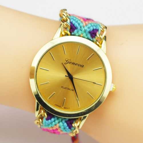 WJ-3118-1 Promotion Geneva Knitted Wrap Bracelet Quartz Watches