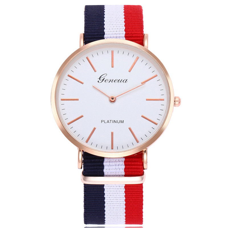 WJ-3395-2 Cheap Interchangeable Nylon Strip Strap Rose Gold Ultra Thin Case Custom Dial OEM Watch