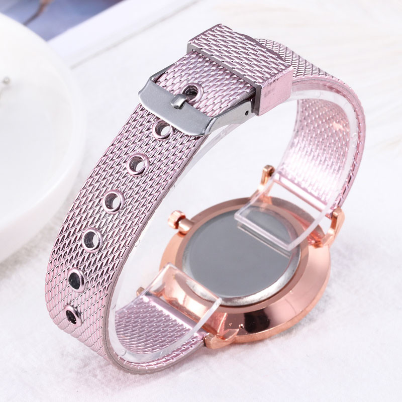 WJ-7760 Fashion Women Mesh Strap Wrist Plastic Watch