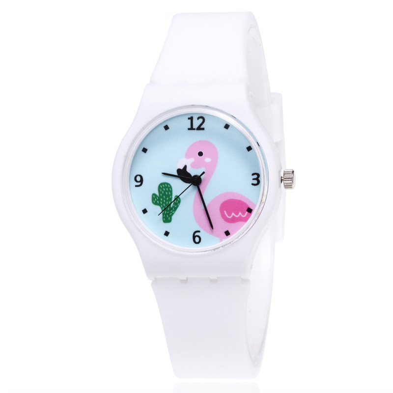 WJ-8378 Beautiful Ladies Silicone Watch Band Plastic Case Watch