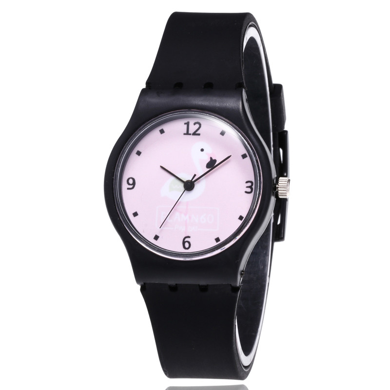 WJ-8378 Beautiful Ladies Silicone Watch Band Plastic Case Watch