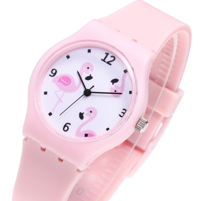 WJ-8378 Beautiful Ladies Silicone Watch Band Plastic Case Watch