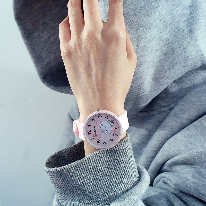 WJ-8379 Beautiful Ladies Silicone Watch Band Alloy Case Watch