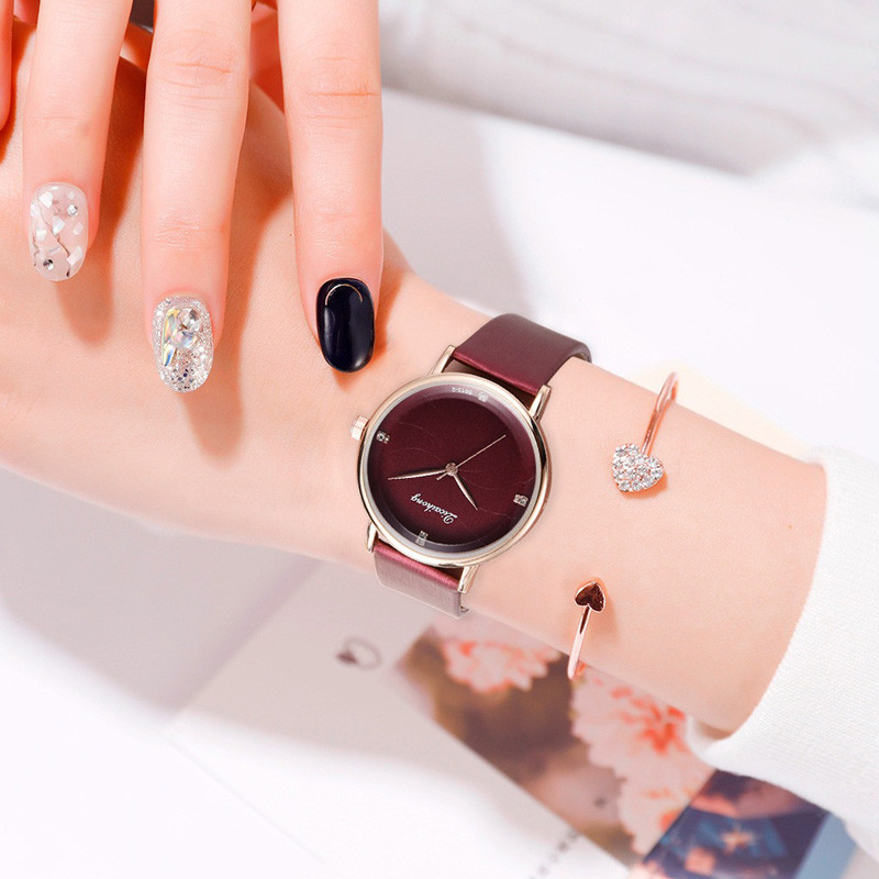WJ-8454 Fashion Charm Good Quality Alloy Watch Case Analog Watch Ladies Leather Watch