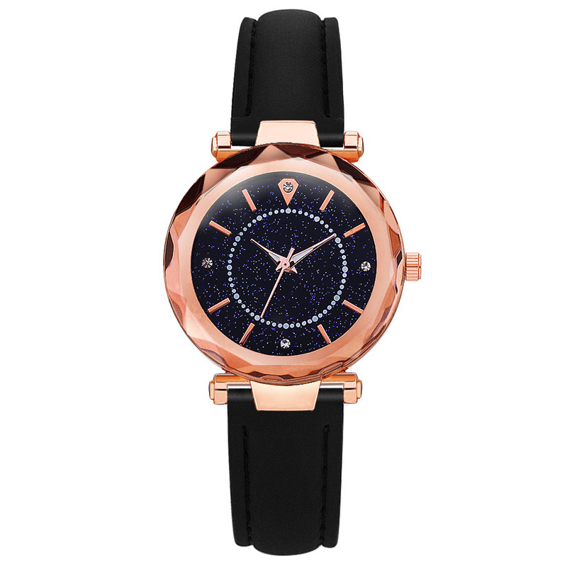 WJ-8416 Women Fashion Wrist Black Band Alloy Case Leather Watch Strap 11 Colors Ladies Wrist Watch