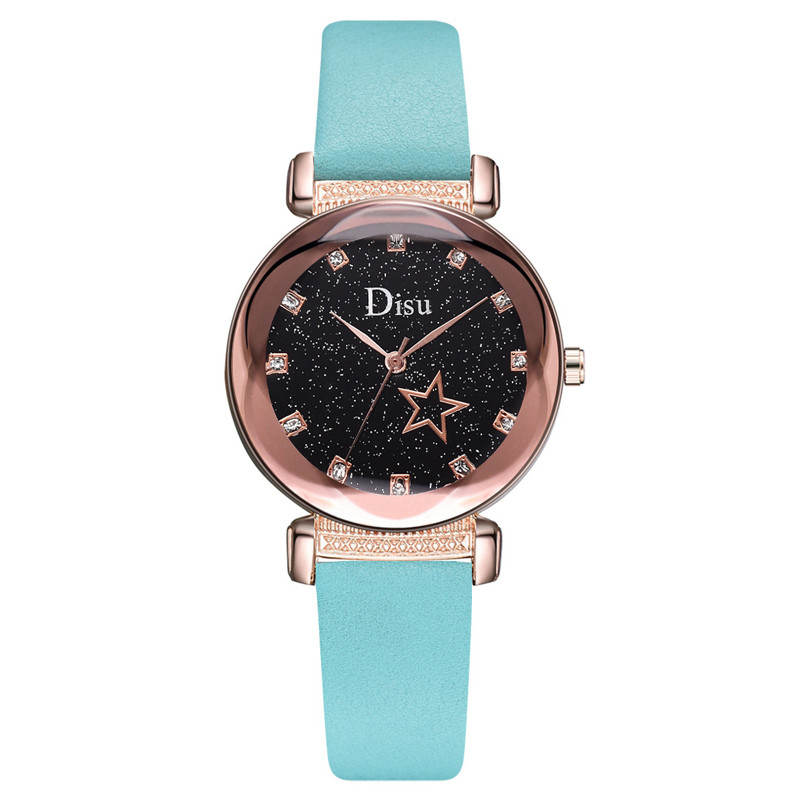 WJ-8427 Fashion Blue Leather Strap Red Band Quality Assurance Alloy Watch Case Women Fashion Watch
