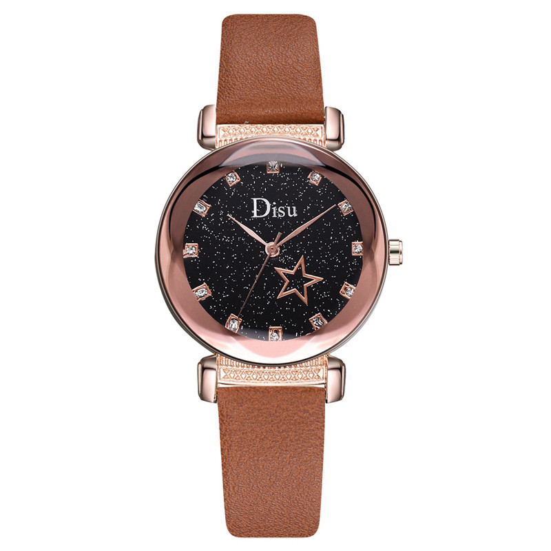 WJ-8427 Fashion Blue Leather Strap Red Band Quality Assurance Alloy Watch Case Women Fashion Watch