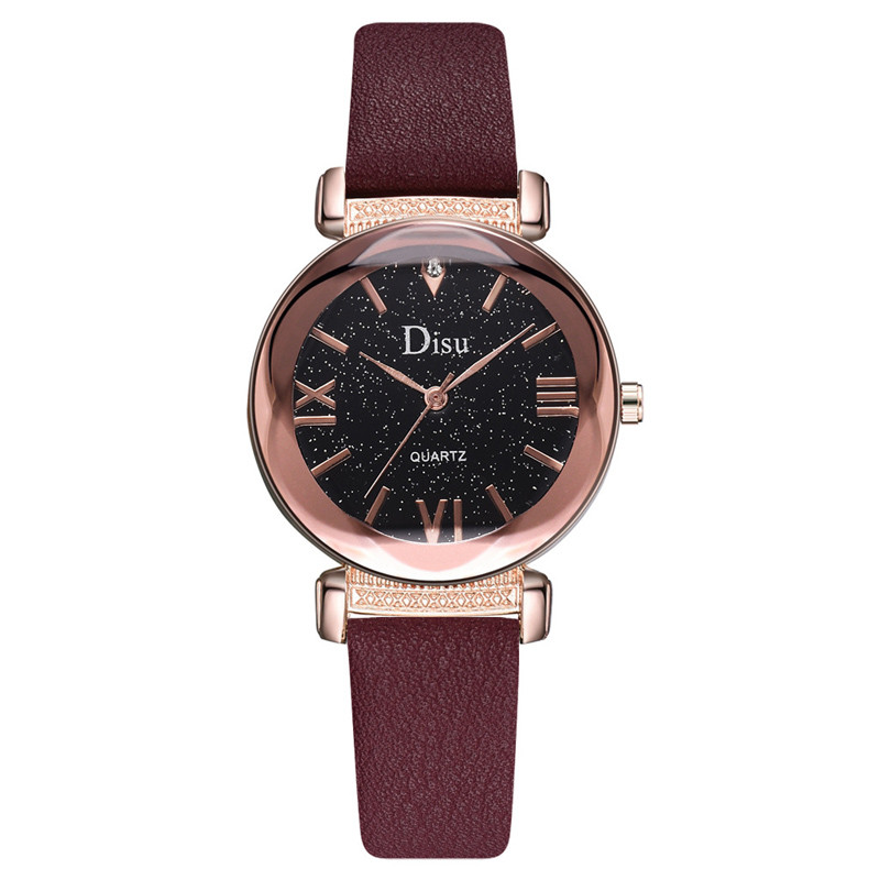 WJ-8426 Women Fashion Wrist Quality Assurance 8 Colors Alloy Watch Case Pink Leather Strap Watch
