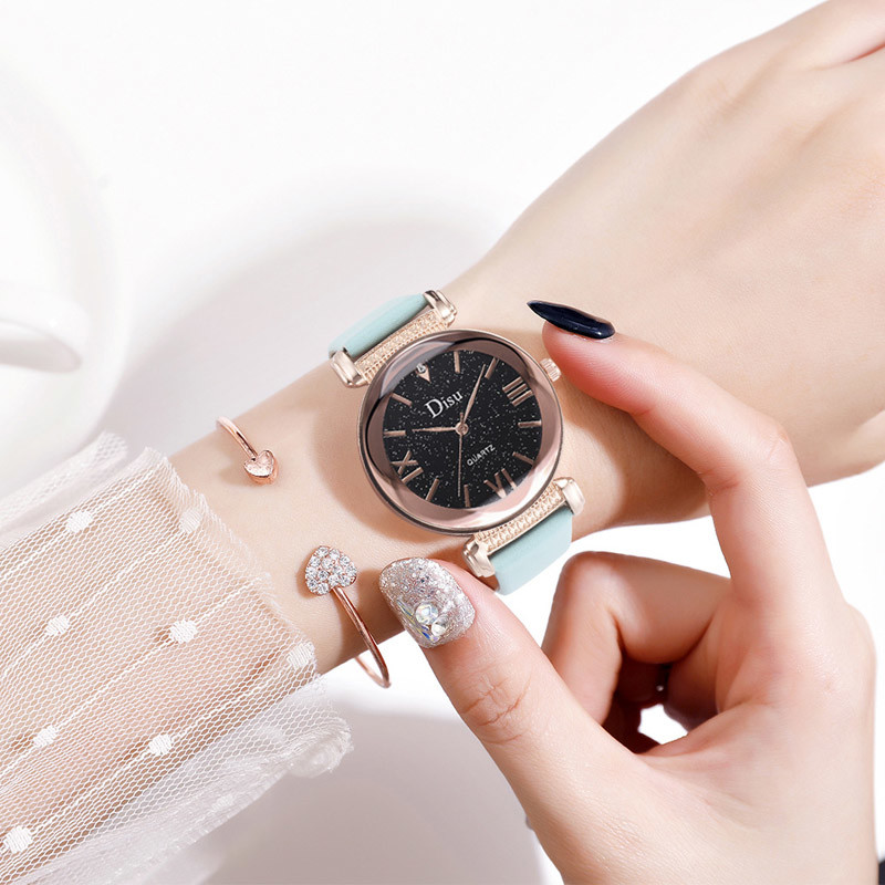 WJ-8426 Women Fashion Wrist Quality Assurance 8 Colors Alloy Watch Case Pink Leather Strap Watch