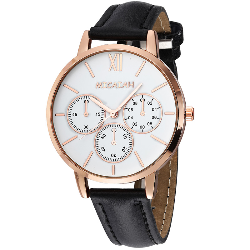 WJ-8424 Women Fashion Wrist Leather Strap Alloy Watch Case Analog Watch