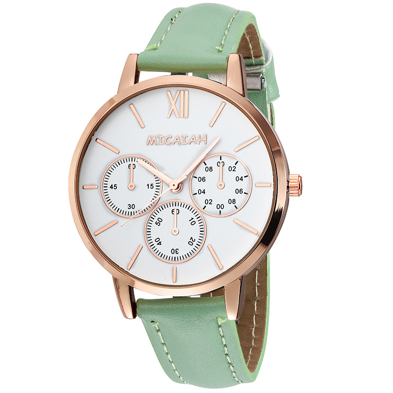 WJ-8424 Women Fashion Wrist Leather Strap Alloy Watch Case Analog Watch