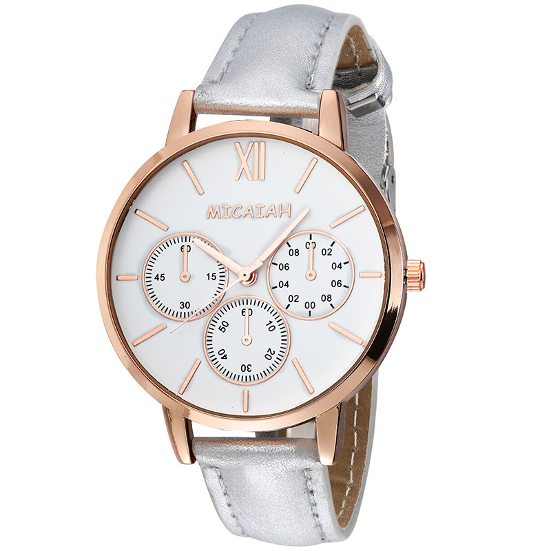WJ-8424 Women Fashion Wrist Leather Strap Alloy Watch Case Analog Watch
