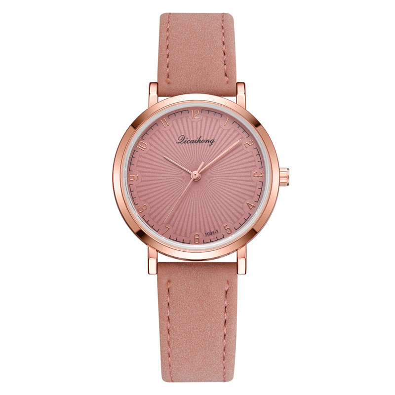 WJ-8411 Woman Alloy Watch Case Quartz Leather Band Watch