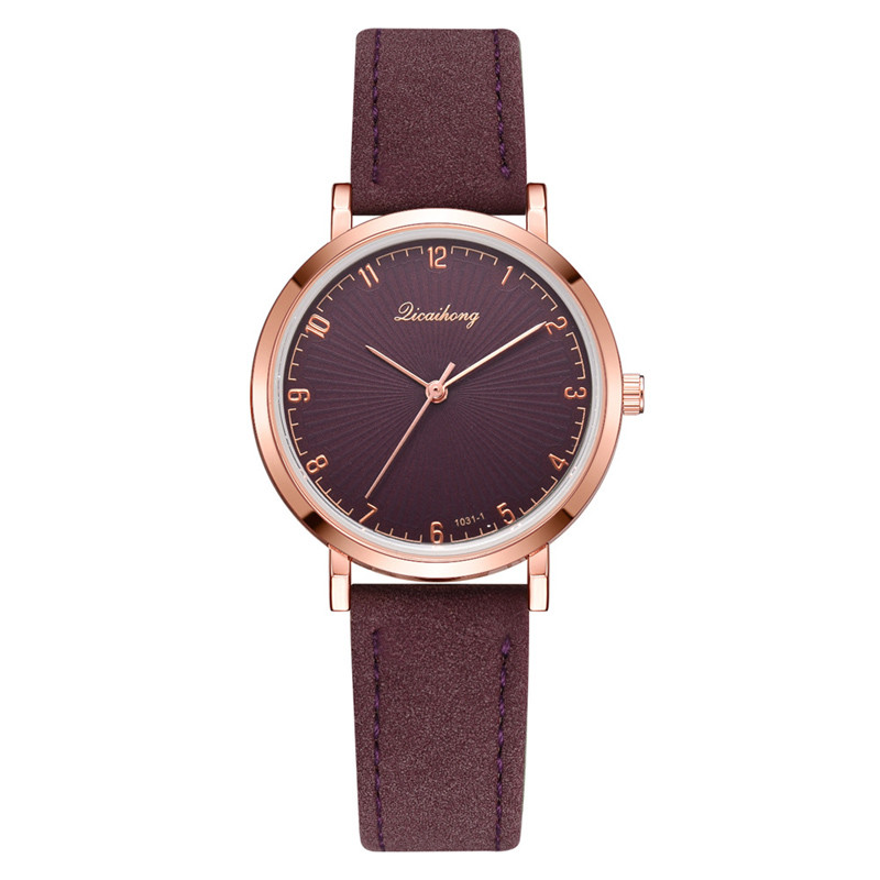 WJ-8411 Woman Alloy Watch Case Quartz Leather Band Watch
