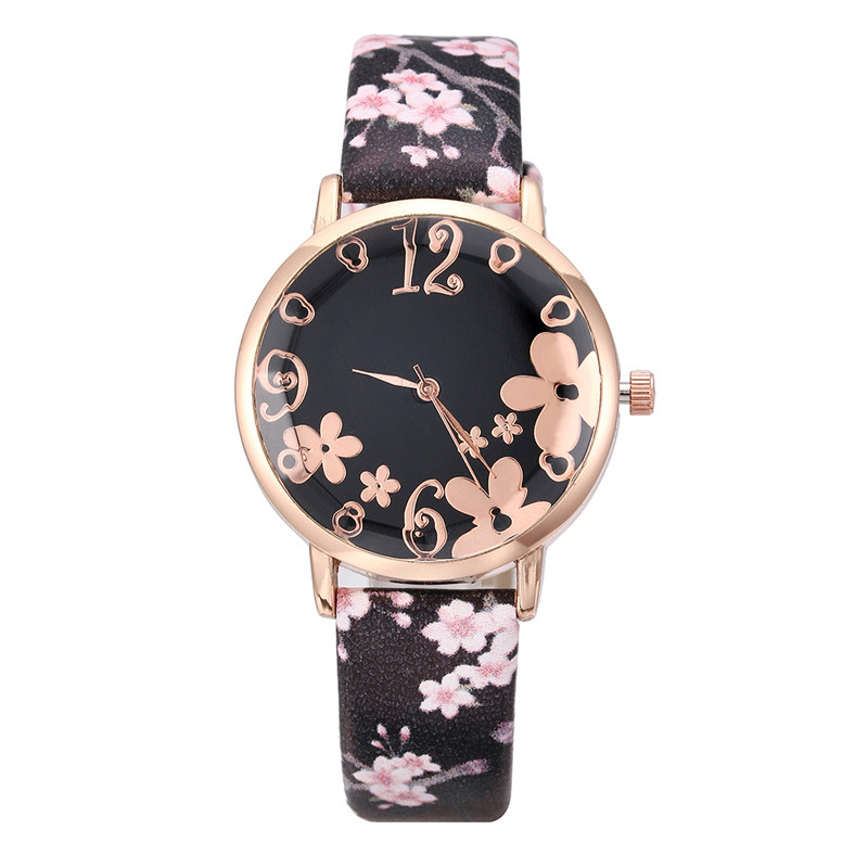 WJ-7877 Beautiful Flower Leather Band Creative Latest Woman Watch For Girl Student Match Color Stylish Charming Ladies Watches