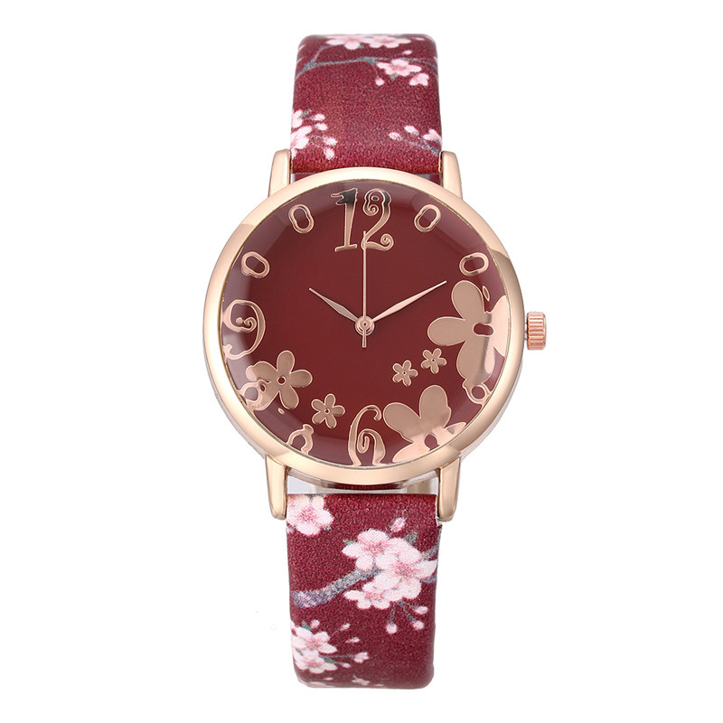WJ-7877 Beautiful Flower Leather Band Creative Latest Woman Watch For Girl Student Match Color Stylish Charming Ladies Watches