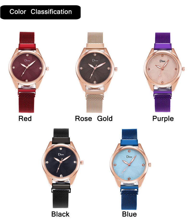 WJ-8456 Charm Fashion Good Quality Women Magnetic Watch Strap Stainless Steel Mesh Band Watch