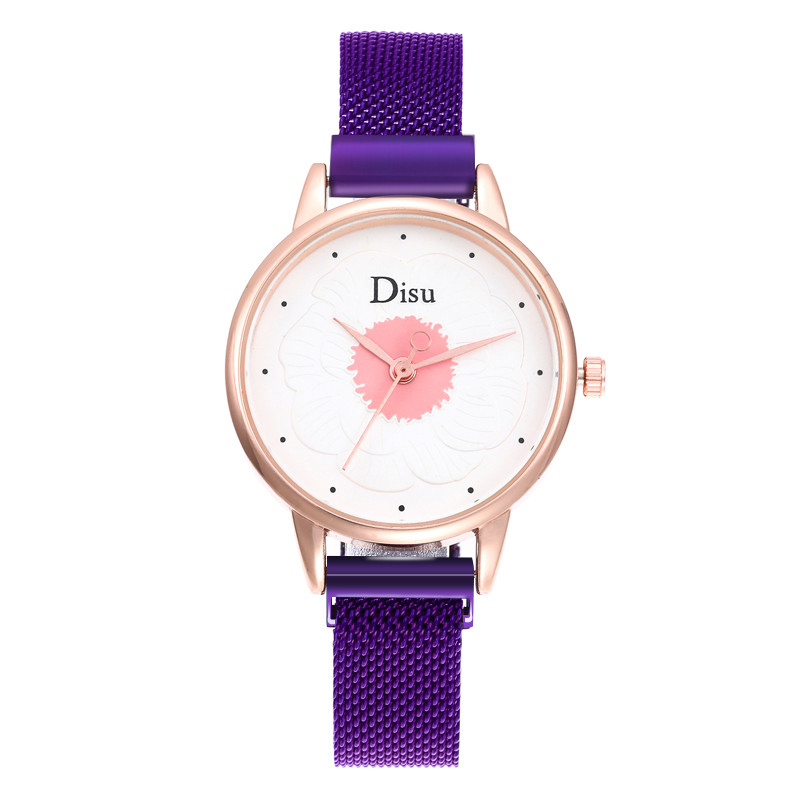 WJ-8457 Fashion Smart Women Quality Assurance Purple Magnetic Watch Strap Stainless Steel Band Watch