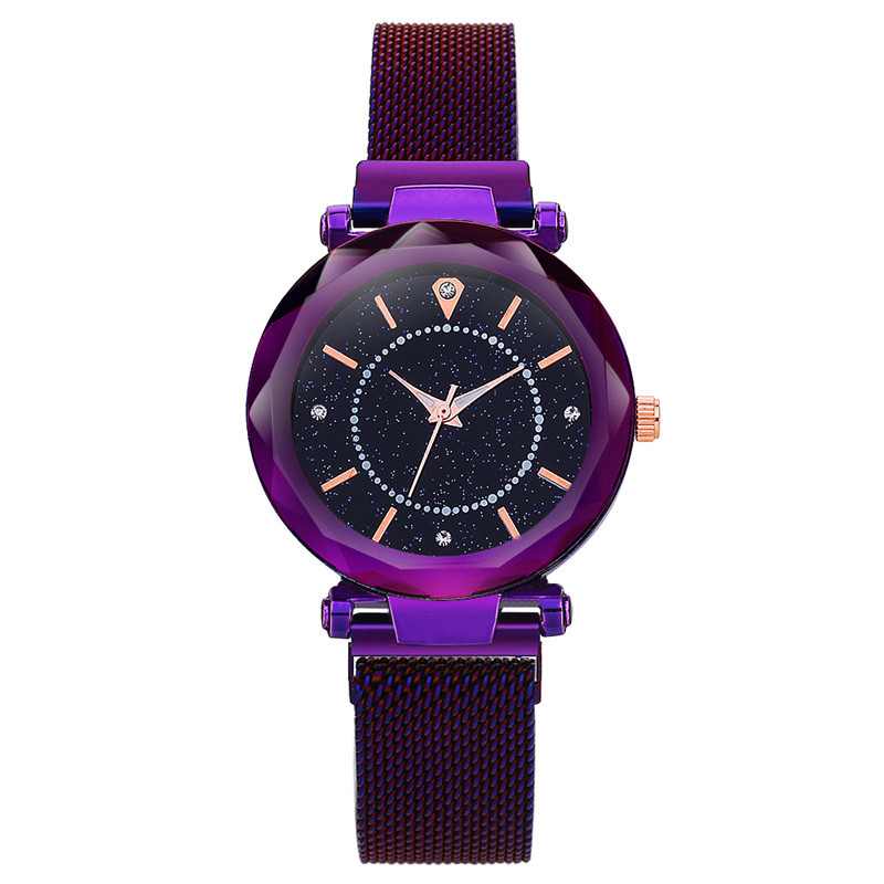 WJ-8656 New Style Purple Stainless Steel Watch Band Alloy Case 5 Colors Magnetic Strap Analog Quartz  Watch