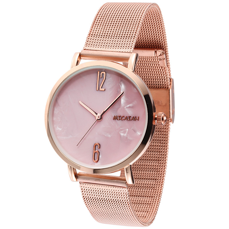 WJ-8419 Stainless Steel New Design Fashion Girls Mesh Watch Ladies Analog Quartz Watch