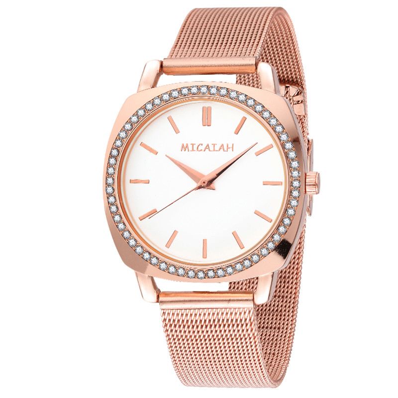 WJ-8422 New Design Fashion Girls Stainless Steel Mesh Band Analog Quartz Watch
