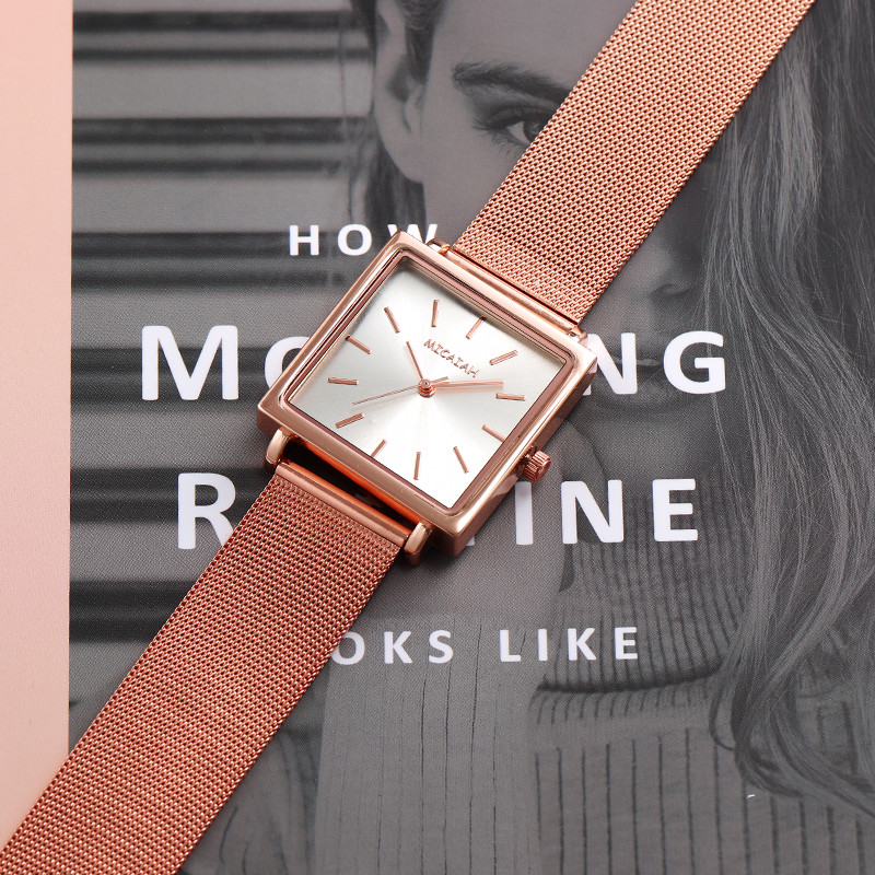 WJ-8421New Design Fashion Girls Stainless Steel Mesh Watch Strap Analog Quartz Watch