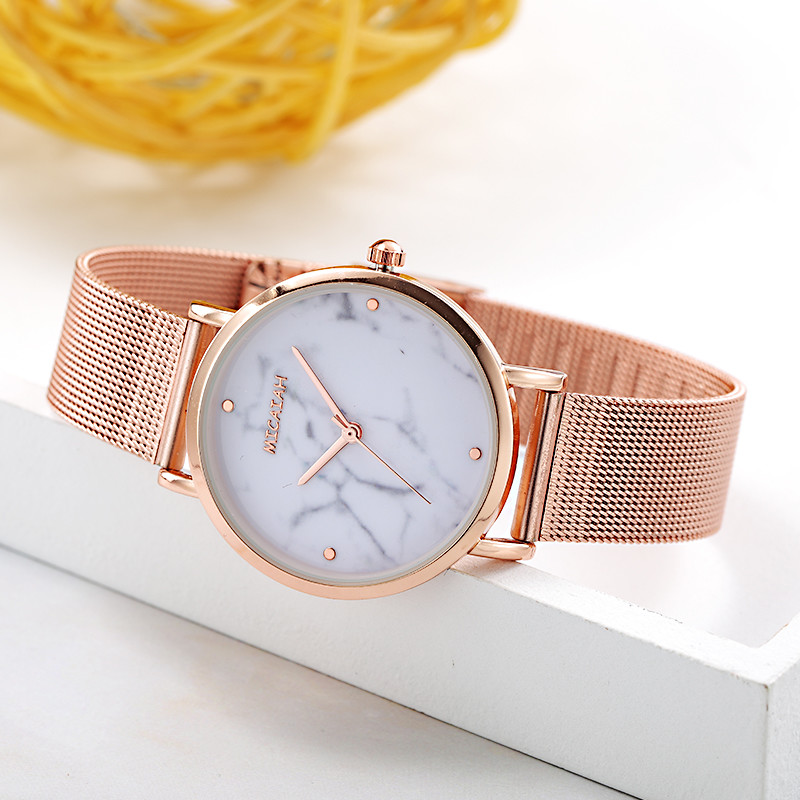 WJ-8418 New Design Fashion Girls Stainless Steel Analog Quartz Mesh Strap Watch