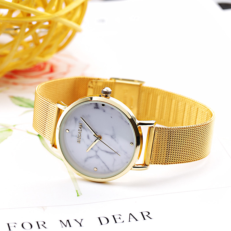 WJ-8418 New Design Fashion Girls Stainless Steel Analog Quartz Mesh Strap Watch