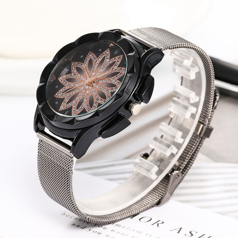 WJ-7776 Stainless Steel Mesh Quartz Strap Wrist Watch For Women