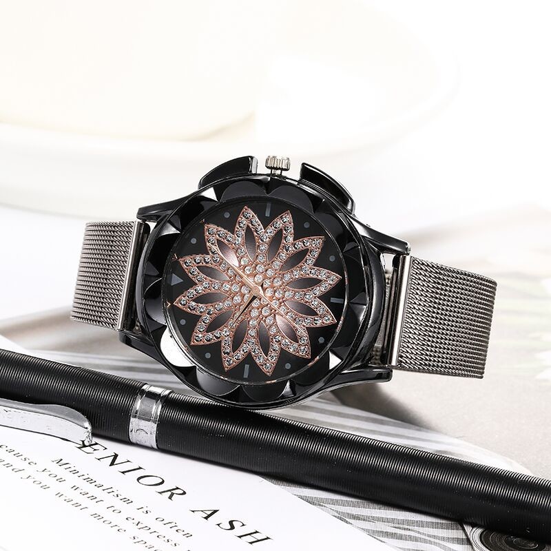WJ-7776 Stainless Steel Mesh Quartz Strap Wrist Watch For Women