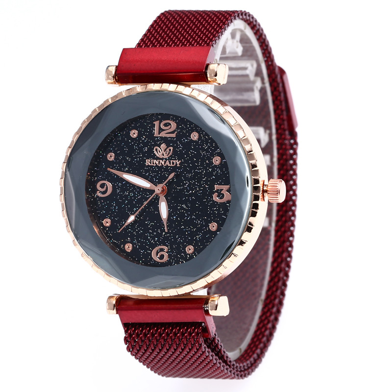WJ-7868 With Rhinestone Starry Sky Face Design Women Handwatches Attractive Wonderful Pretty Magnet Buckle Lady Watch