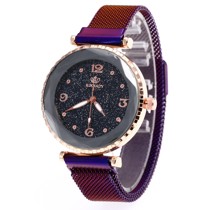 WJ-7868 With Rhinestone Starry Sky Face Design Women Handwatches Attractive Wonderful Pretty Magnet Buckle Lady Watch