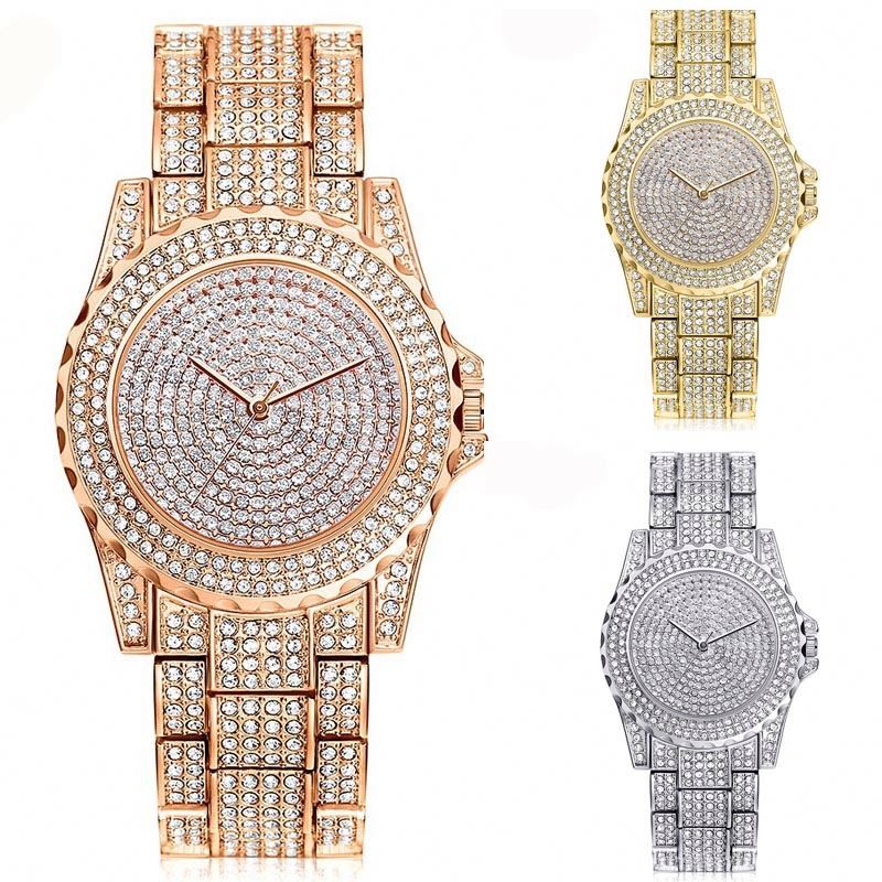 WJ-6433 Yiwu Factory Stock Fashion Gold Luxury Lady Wristwatch Alloy Women Wrist Watch Jewelry Watches for female