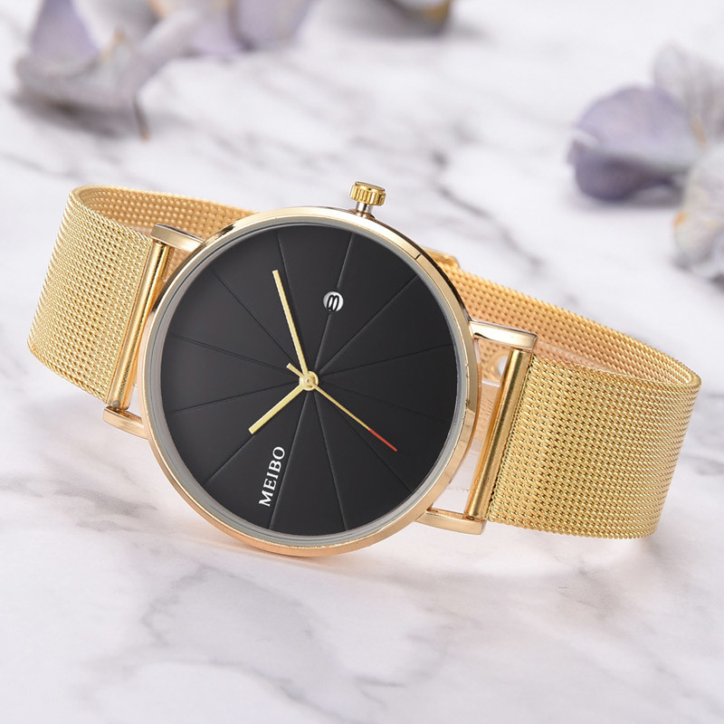 WJ-8377 Men Hand Stainless Steel Band Mesh Watch