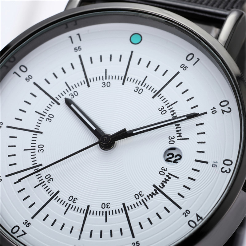 WJ-8079 Stainless Steel Mesh Quartz Wrist Man Watch