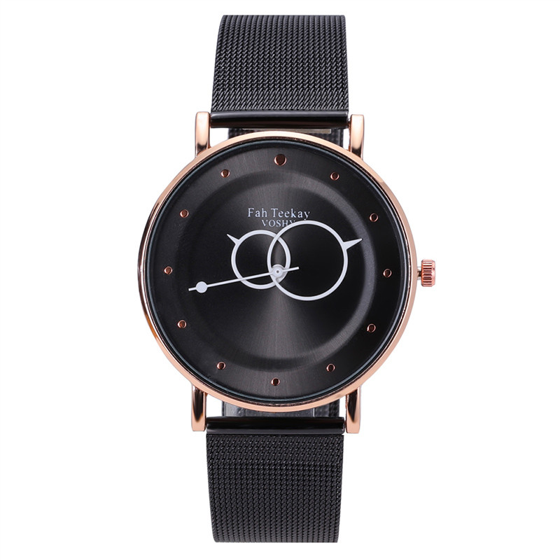 WJ-8070 Fashion Men  Black Steel Mesh Hand Watch