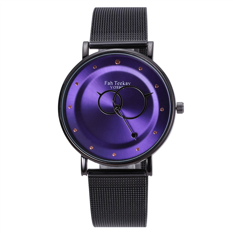 WJ-8070 Fashion Men  Black Steel Mesh Hand Watch