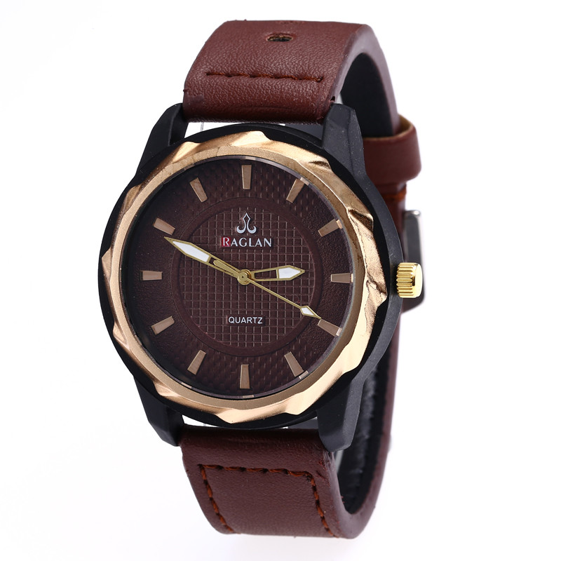 WJ-7972 Genuine Leather Wrist Hand Watch Men